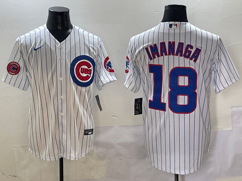 Men Chicago Cubs #18 Imanaga White Stripe Game Nike 2025 MLB Jersey style 5